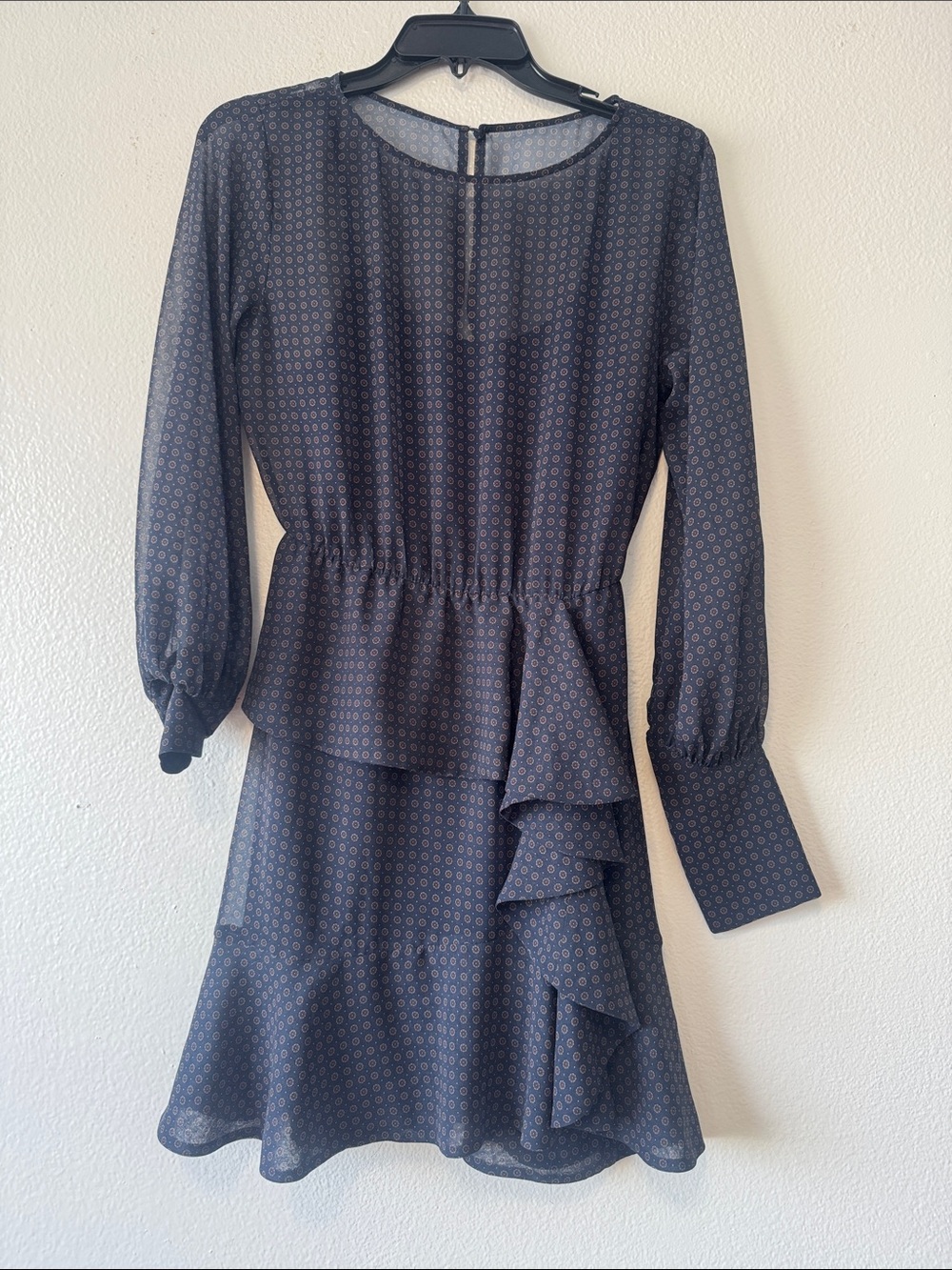 Bailey 44 Navy Blue Long-Sleeve Ruffle Tier Dress